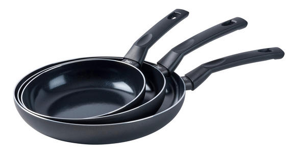 PFANNENSET Aluminium 3-teilig  - Schwarz, Basics, Kunststoff/Metall (20+24+28cm) - Homeware Profession.