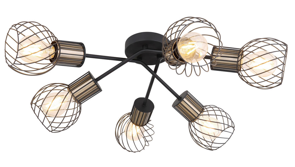 DECKENLEUCHTE  70/24 cm    - Goldfarben/Schwarz, KONVENTIONELL, Metall (70/24cm) - Globo