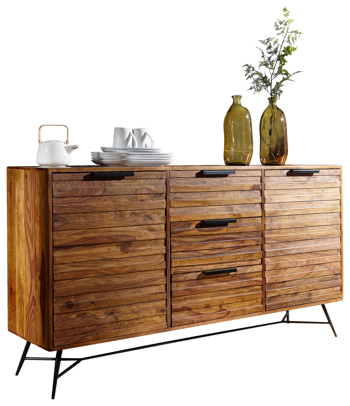 SIDEBOARD 160/88/40 cm  - Sheeshamfarben/Schwarz, Design, Holz/Metall (160/88/40cm) - MID.YOU