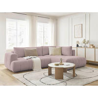 ECKSCHLAFSOFA FUJI Leinenoptik Pink  inkl.  - Pink/Schwarz, MODERN, Kunststoff/Textil (282/204cm)