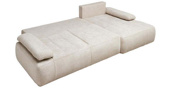ECKSOFA Naturfarben Webstoff  inkl. Rückenkissen, Bettkasten, Schlaffunktion, Rücken echt, Armteilverstellung, Liegefläche im Originalstoff  - Schwarz/Naturfarben, KONVENTIONELL, Kunststoff/Textil (282/162cm) - Carryhome