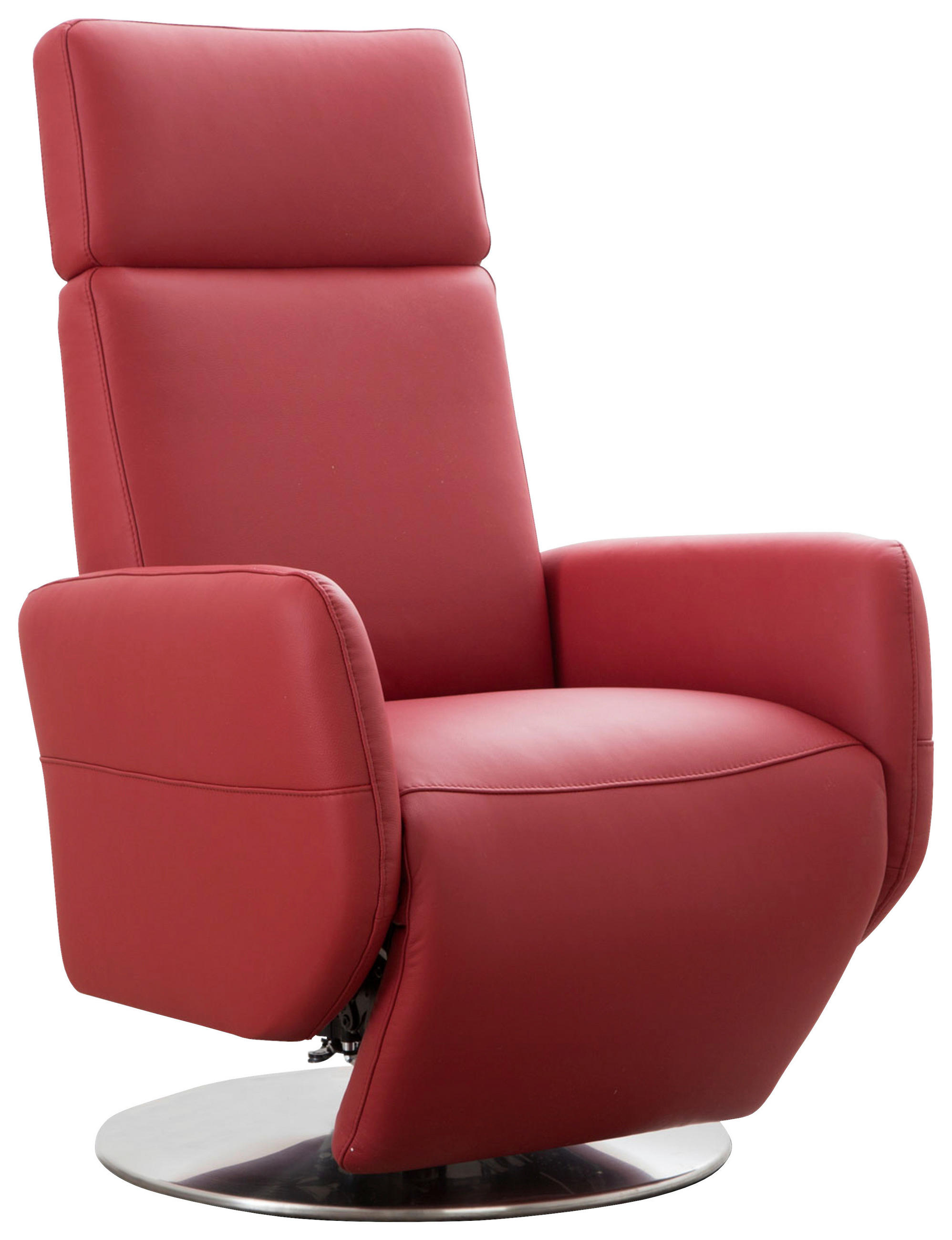 DREHSTUHL Rot  - Chromfarben/Rot, KONVENTIONELL, Leder/Metall (71/110/82cm) - Sit & More