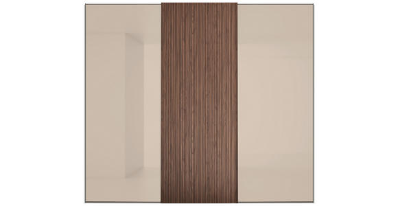 SCHWEBETÜRENSCHRANK  in Sandfarben, Eiche dunkel  - Sandfarben/Eiche dunkel, Design, Glas/Holzwerkstoff (280/240/68cm) - Dieter Knoll