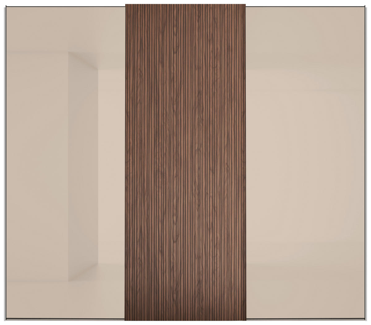 SCHWEBETÜRENSCHRANK  in Sandfarben, Eiche dunkel  - Sandfarben/Eiche dunkel, Design, Glas/Holzwerkstoff (298/240/68cm) - Dieter Knoll