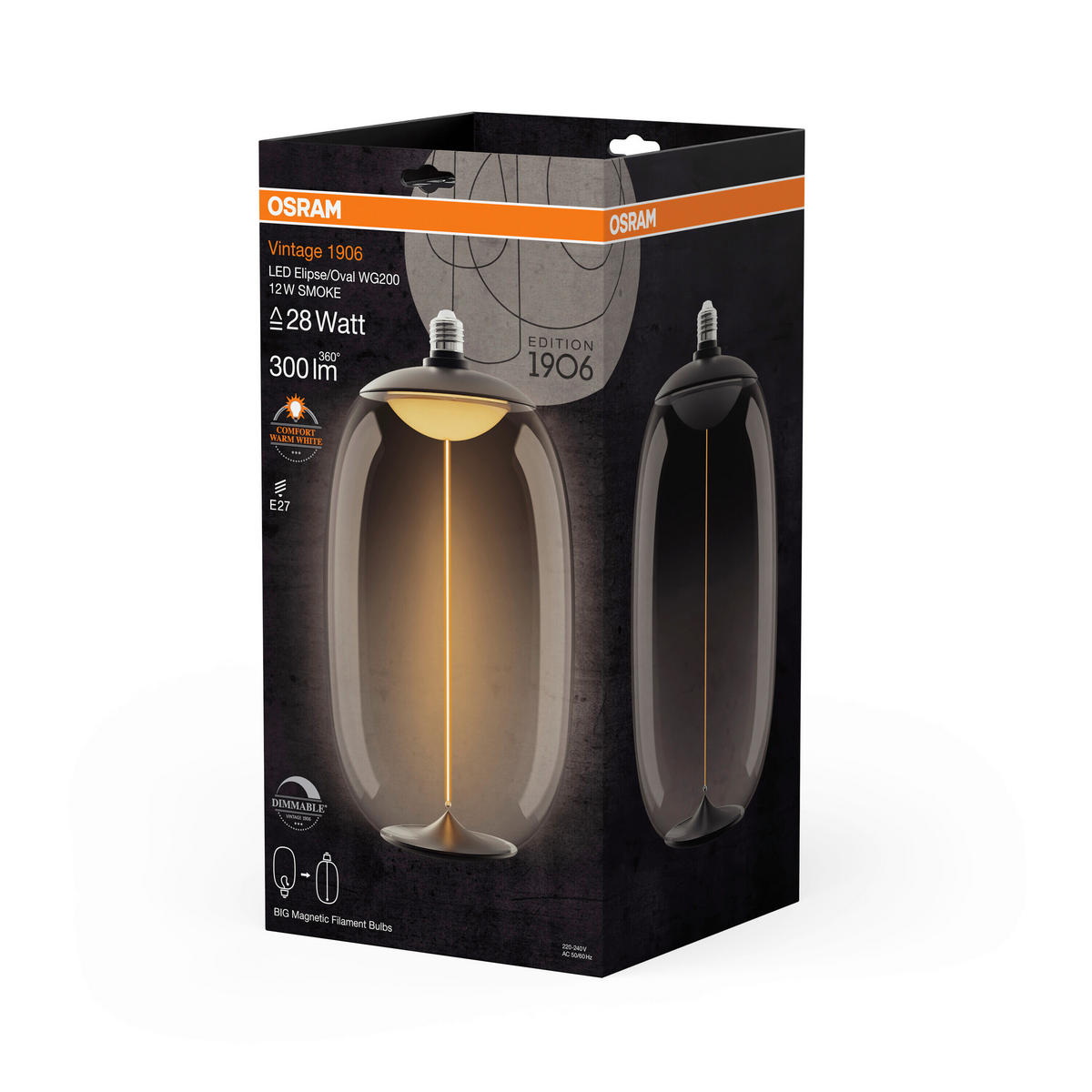 LED-LEUCHTMITTEL   E27 12 W 300 lm  - Grau, KONVENTIONELL, Kunststoff (20/37cm)