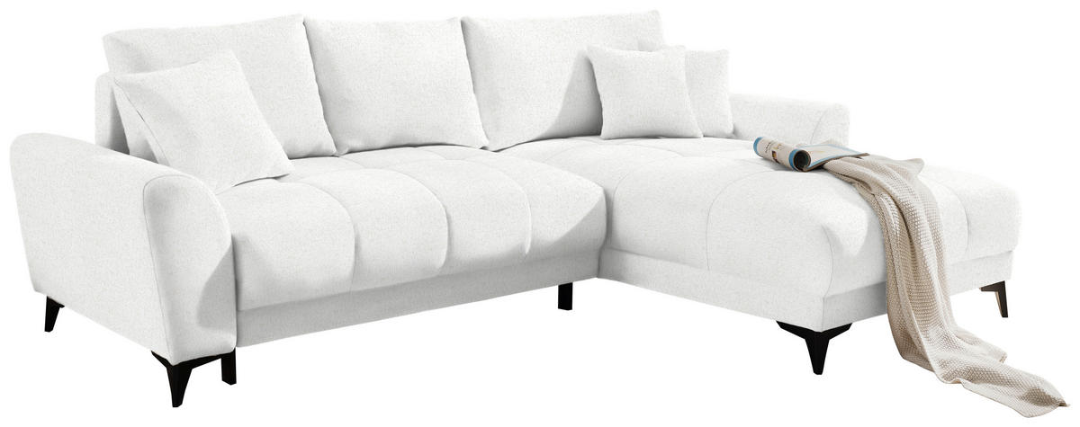 ECKSOFA in Webstoff Weiss  - Weiss/Schwarz, Modern, Kunststoff/Textil (281/189cm) - Carryhome