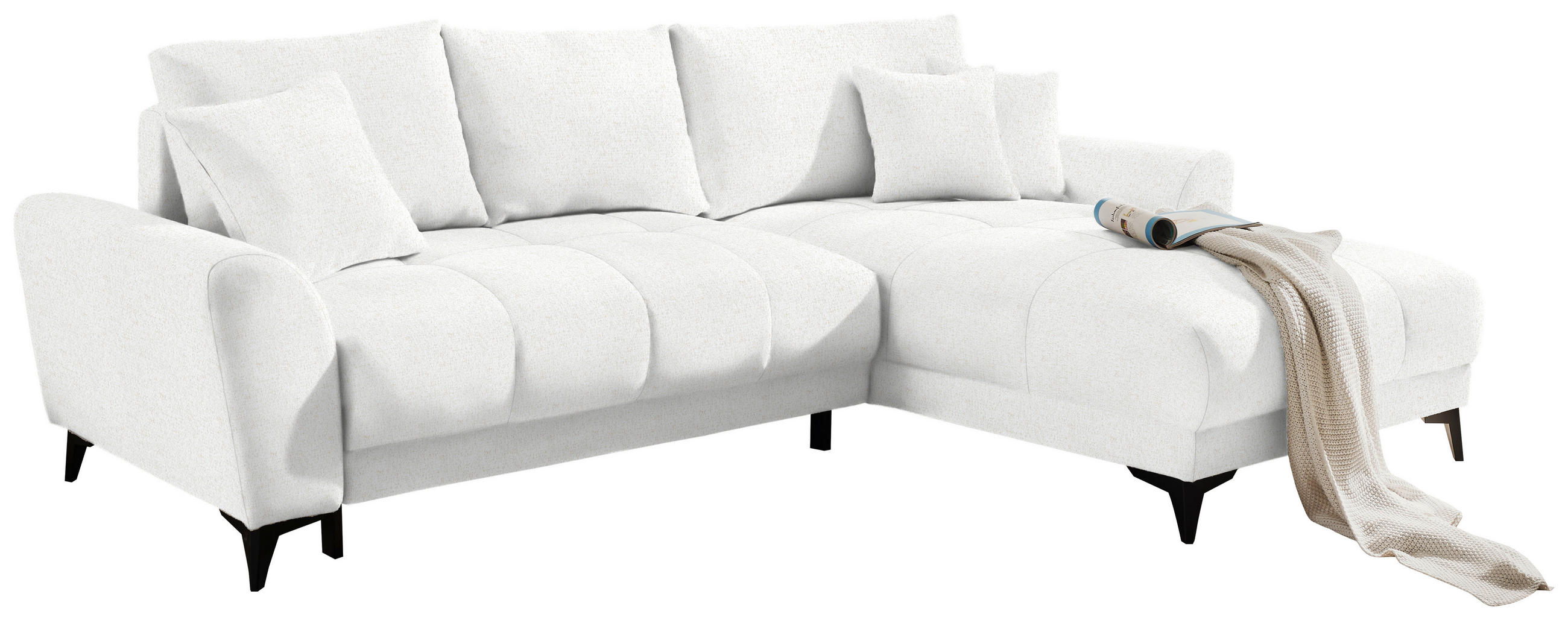 Thumbnail - Mid.you Ecksofa, Weiß, Textil, L-Form, einmalig seitenverkehrt montierbar, 281x189 cm, Schlafen auf Sitzhöhe, Rücken ech...