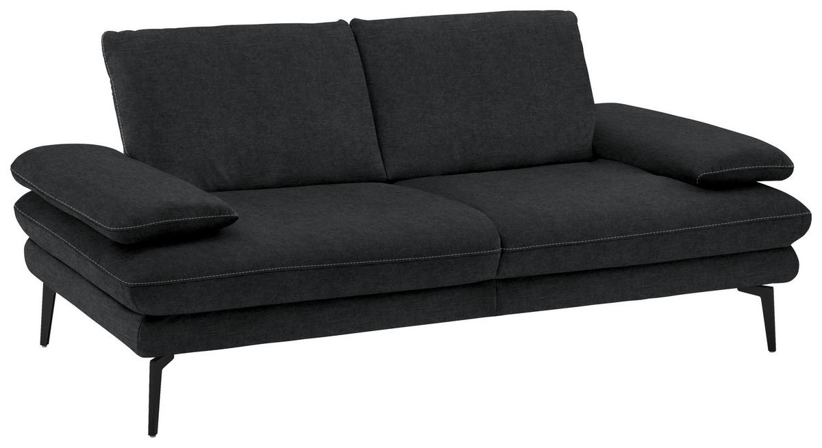 2,5-SITZER in Velours Anthrazit  - Anthrazit/Beige, Design, Textil/Metall (196/89/104cm) - Dieter Knoll