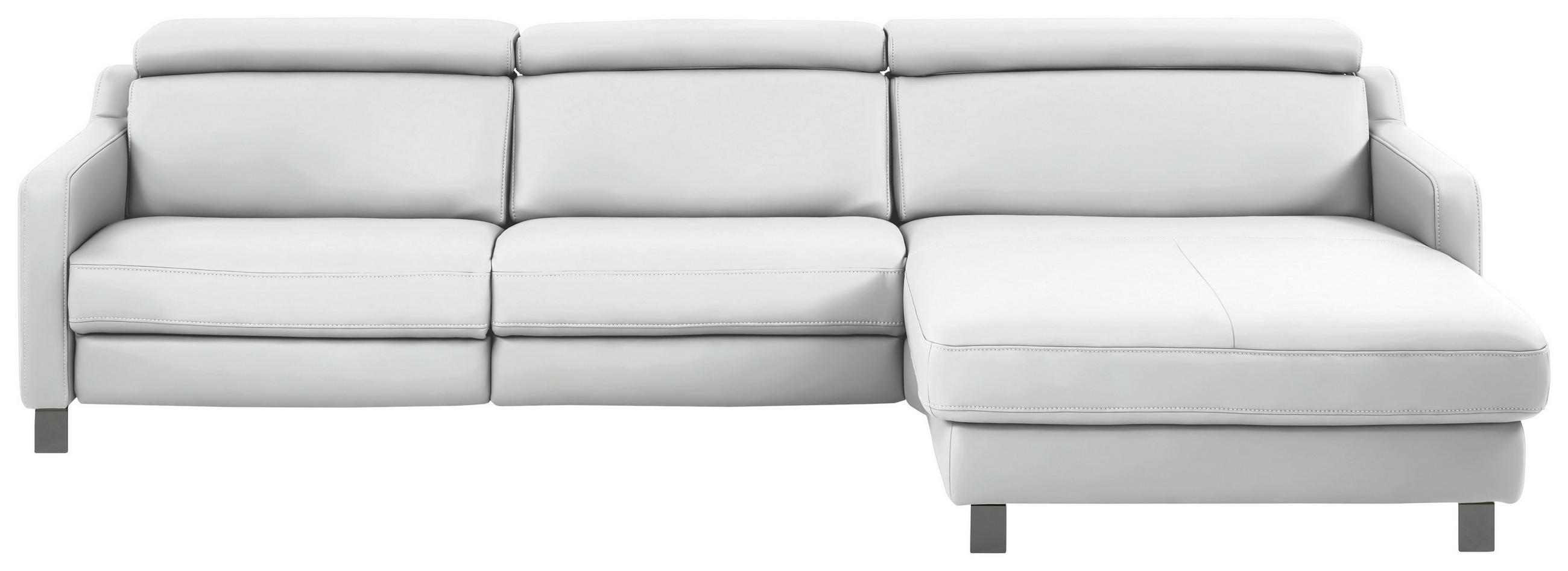 ECKSOFA in Echtleder Weiss  - Weiss/Schwarz, Design, Leder/Metall (291/176cm) - Valdera