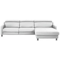 ECKSOFA in Echtleder Weiss  - Weiss/Schwarz, Design, Leder/Metall (291/176cm) - Valdera