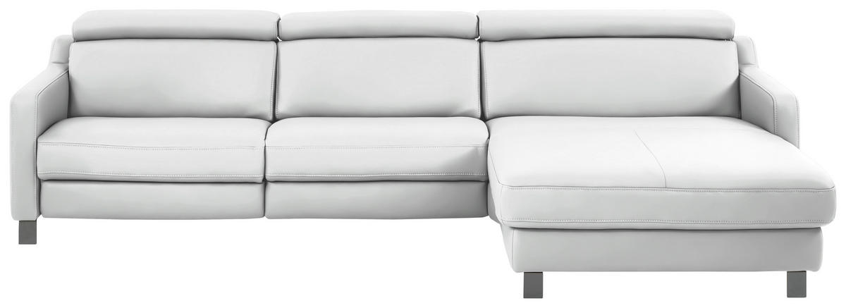 ECKSOFA in Echtleder Weiss  - Weiss/Schwarz, Design, Leder/Metall (291/176cm) - Valdera