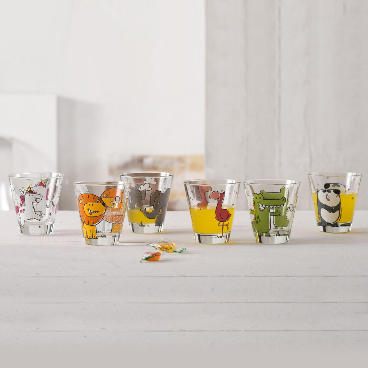 KINDER-GLÄSERSET Bambini  6-teilig  - Transparent/Multicolor, KONVENTIONELL (8,5/9/8,5cm) - Leonardo