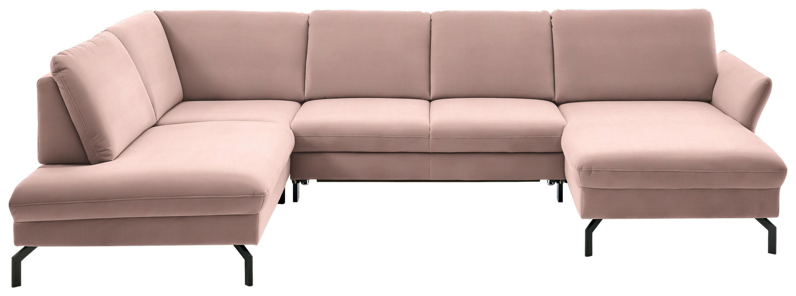 WOHNLANDSCHAFT in Velours Rosa  - Schwarz/Rosa, Design, Textil/Metall (220/335/179cm) - Beldomo System