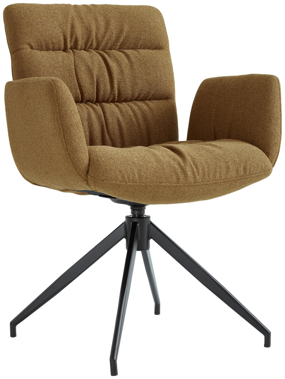 ARMLEHNSTUHL  Sitzfläche 360° drehbar Leinenoptik  Schwarz, Karamell  - Karamell/Schwarz, Design, Textil/Metall (62/86/65cm) - Dieter Knoll