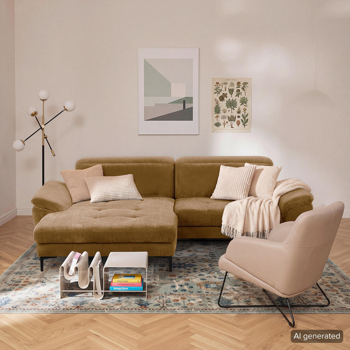 ECKSOFA  Webstoff Rostfarben  - Rostfarben/Schwarz, Design, Textil/Metall (195/268cm) - Livetastic