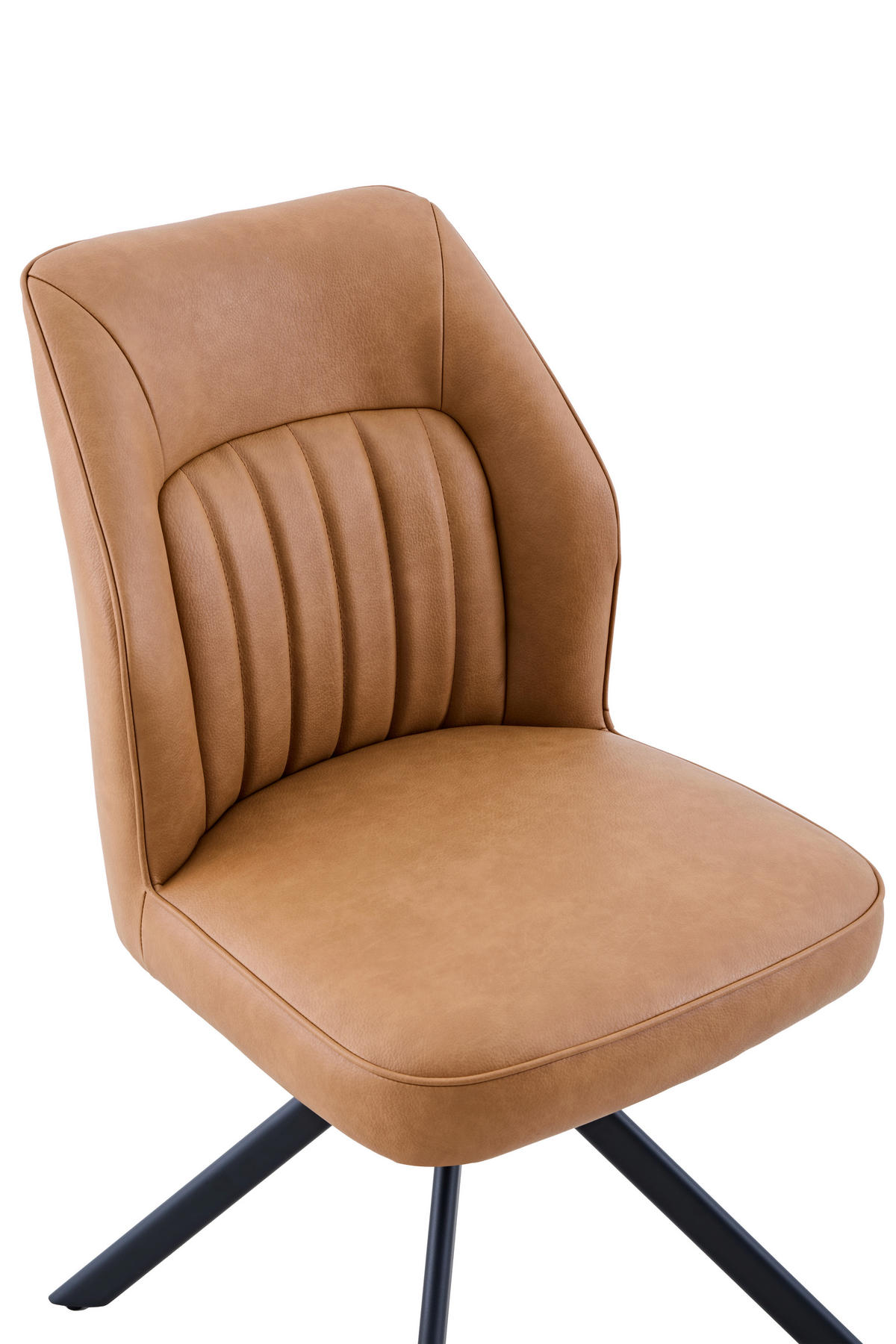 STUHL-SET 2 Stück  in Stahl Lederlook  - Cognac/Schwarz, MODERN, Textil/Metall (51/92/65cm) - MID.YOU