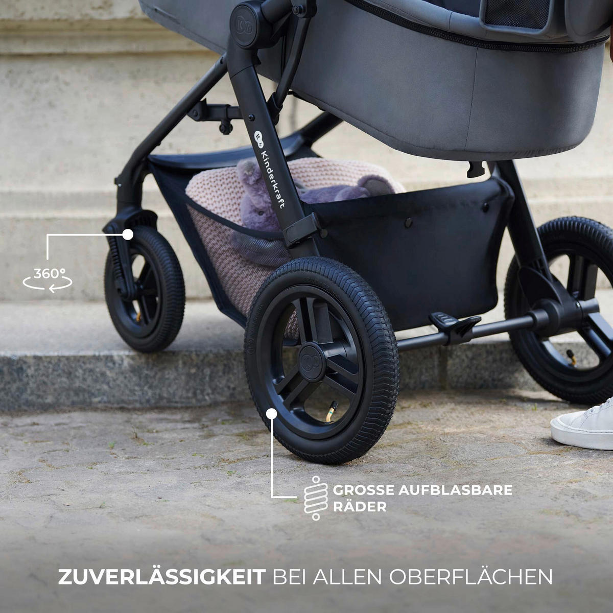 KINDERWAGENSET Moov 2 Air  - Goldfarben/Schwarz, Basics, Textil/Metall (60/86.5/106cm) - Kinderkraft