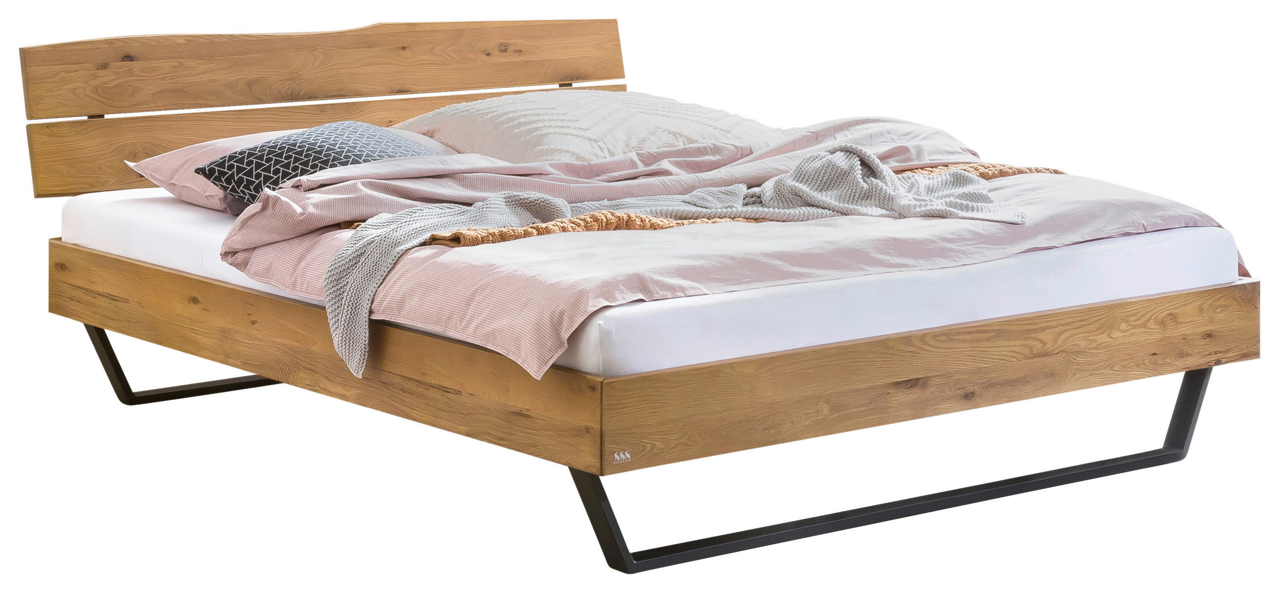BETT 180/200 cm,  in Wildeiche,  - Wildeiche/Anthrazit, Design, Holz/Metall (180/200cm) - Hasena