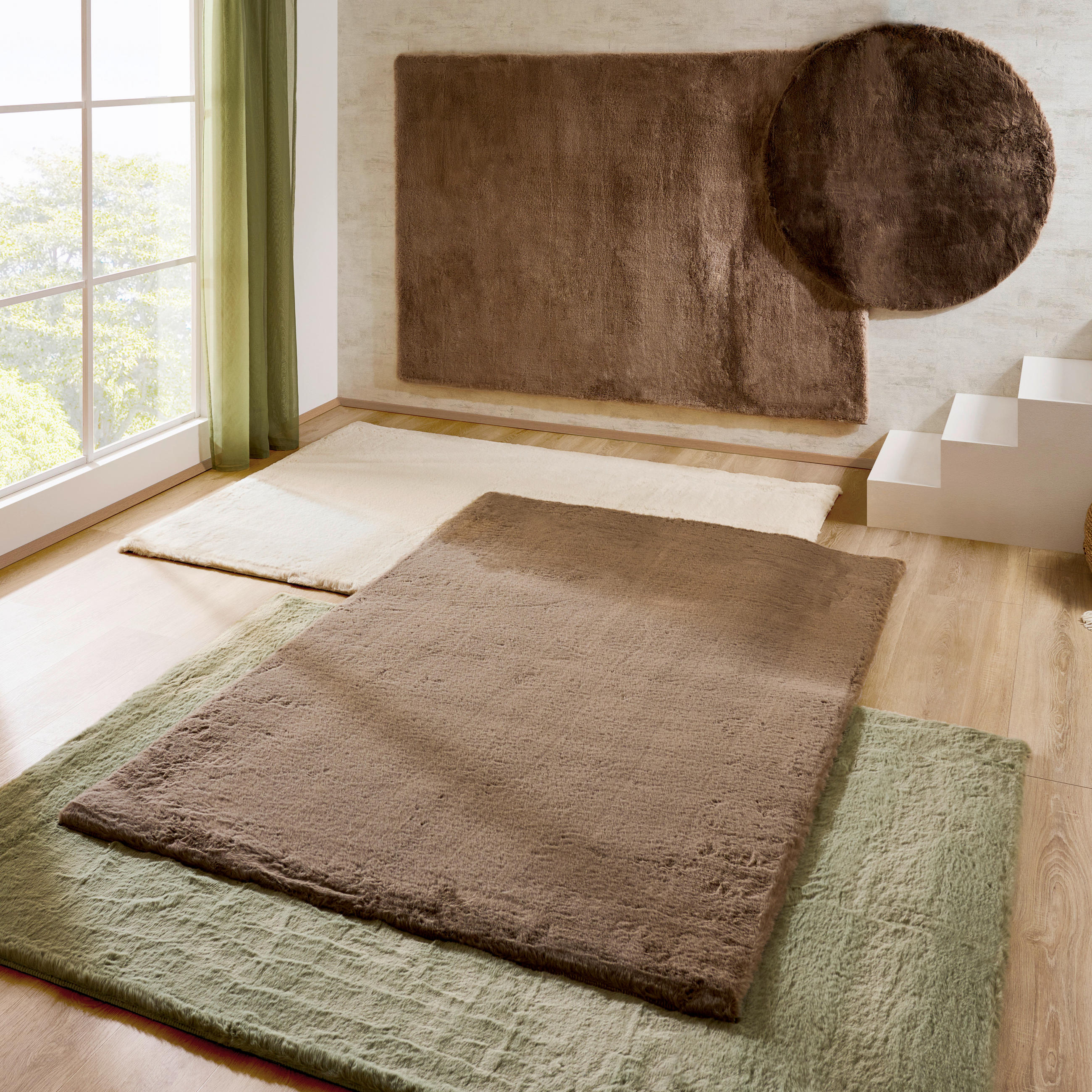 KOBEREC S VYSOKÝM VLASOM, 70/130 cm, hnedá, svetlohnedá - hnedá/svetlohnedá, Design, textil (70/130cm) - Novel