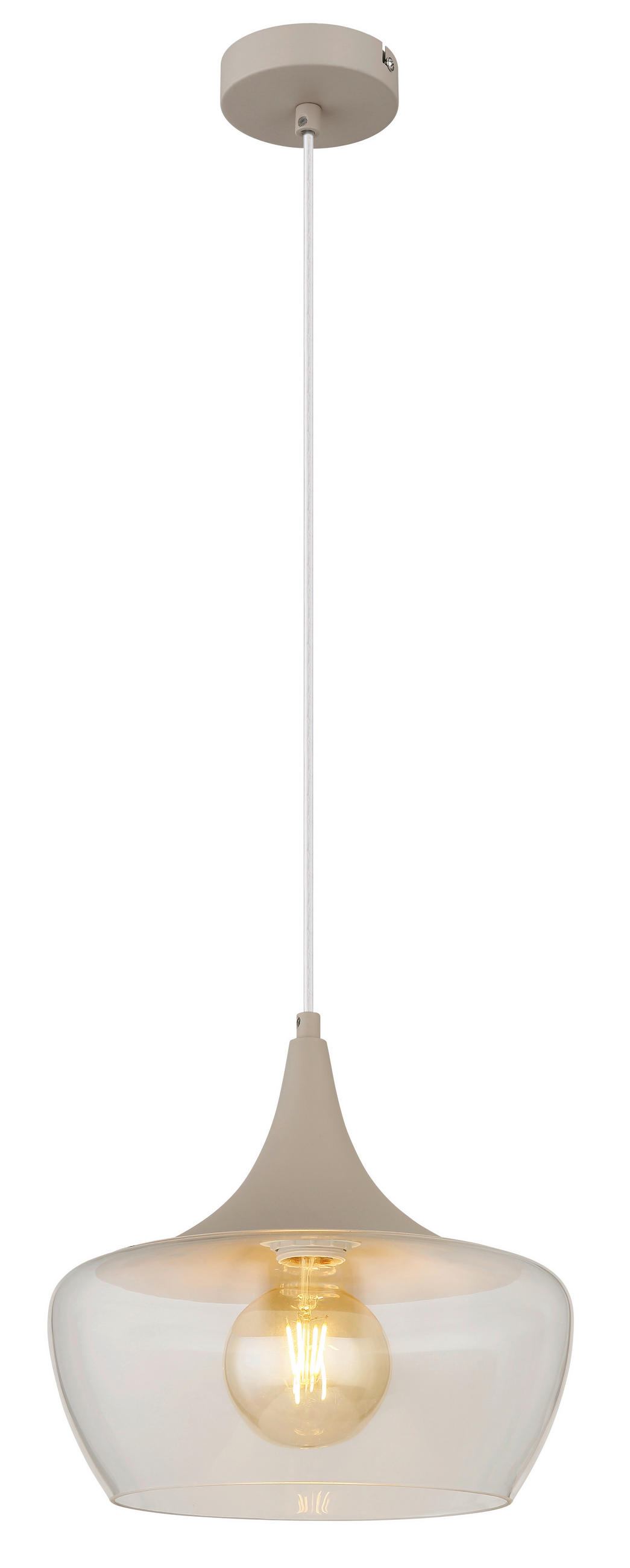 HÄNGELEUCHTE Arola 30/120 cm  - Sandfarben/Klar, Design, Glas/Kunststoff (30/120cm) - Globo