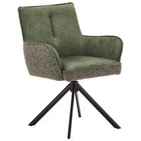 ARMLEHNSTUHL  Sitzfläche 360° drehbar, automatische Rückholfunktion Flachgewebe, Webstoff  Grün, Schwarz, Dunkelgrün  - Dunkelgrün/Schwarz, KONVENTIONELL, Textil/Metall (69/88/60cm) - Venda