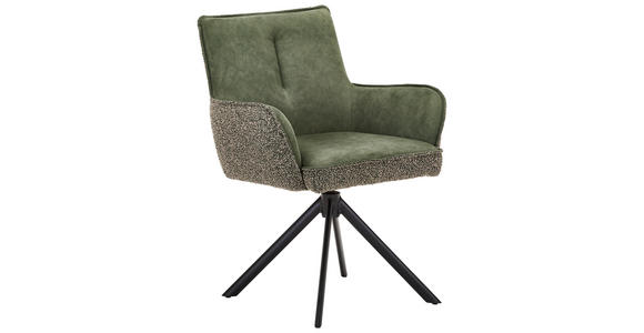 ARMLEHNSTUHL  Sitzfläche 360° drehbar, automatische Rückholfunktion Flachgewebe, Webstoff  Grün, Schwarz, Dunkelgrün  - Dunkelgrün/Schwarz, KONVENTIONELL, Textil/Metall (69/88/60cm) - Venda