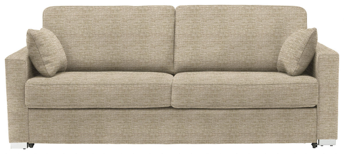 SCHLAFSOFA in Textil Beige  - Chromfarben/Beige, Konventionell, Textil/Metall (208/86/97cm) - Novel