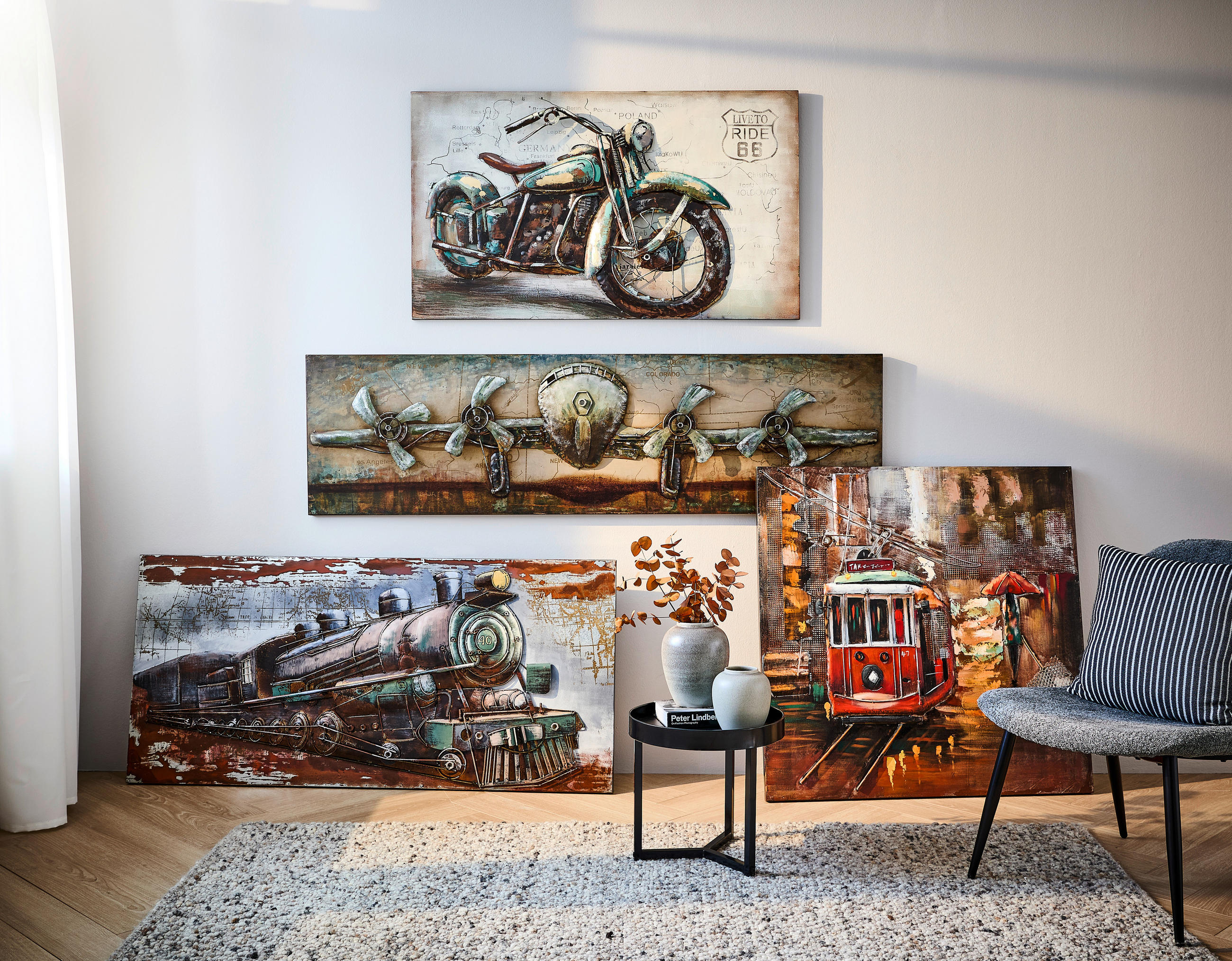 METALLBILD Fahrzeuge  - Multicolor, LIFESTYLE, Metall (100qm) - Monee