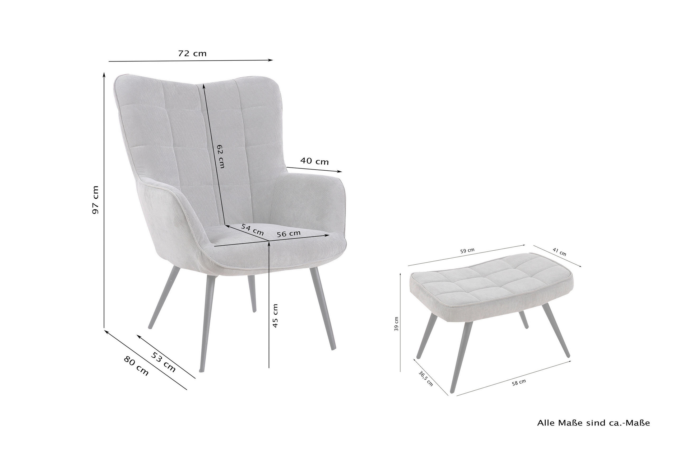 Thumbnail - Mid.you Sesselset Uta, Dunkelgrün, Textil, Uni, 72-60x97-39x80-41 cm, Stoffauswahl, Wohnzimmer, Sessel, Relaxsessel
