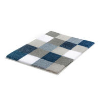 BADTEPPICH Blau, Beige 55/65 cm  - Blau/Beige, KONVENTIONELL, Kunststoff (55/65cm) - Kleine Wolke