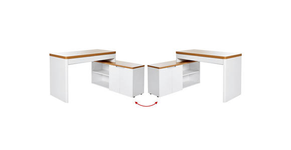 ECKSCHREIBTISCH 140/118/76 cm  in Weiß, Eichefarben  - Eichefarben/Weiß, KONVENTIONELL, Holzwerkstoff (140/118/76cm) - Venda