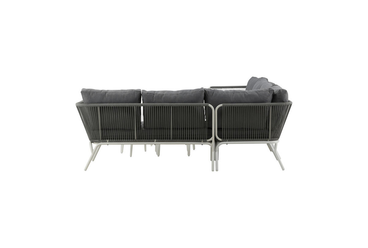 DINING-LOUNGESET  - Weiß/Grau, KONVENTIONELL, Textil/Metall - Gardenson