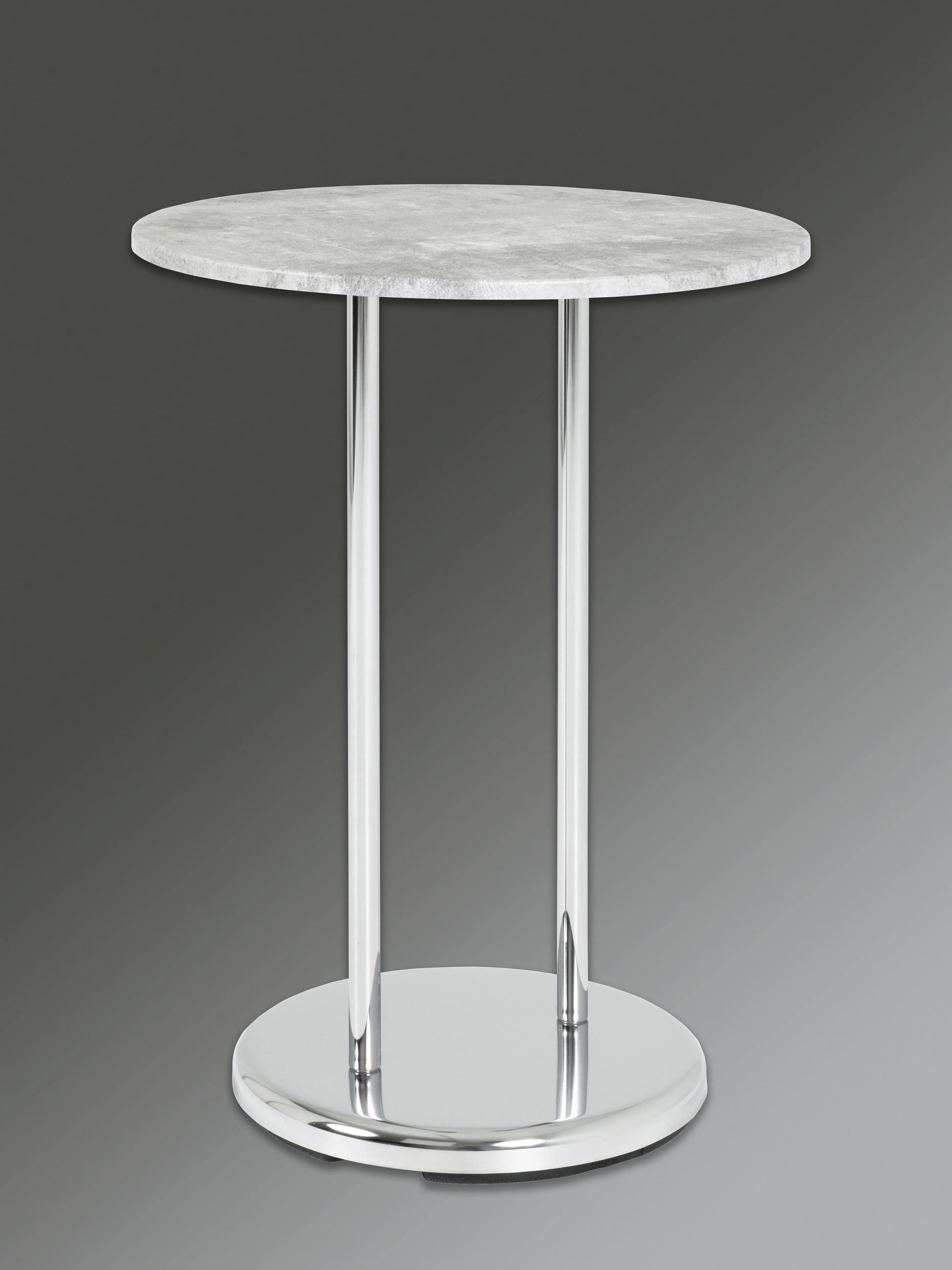 BEISTELLTISCH 40/40/55 cm Grau, Chromfarben rund  - Chromfarben/Grau, Basics, Holzwerkstoff/Metall (40/40/55cm)
