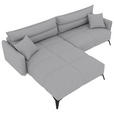 ECKSOFA  in Cord Hellgrau  180/253 cm  - Hellgrau/Schwarz, KONVENTIONELL, Textil/Metall (180/253cm) - Carryhome