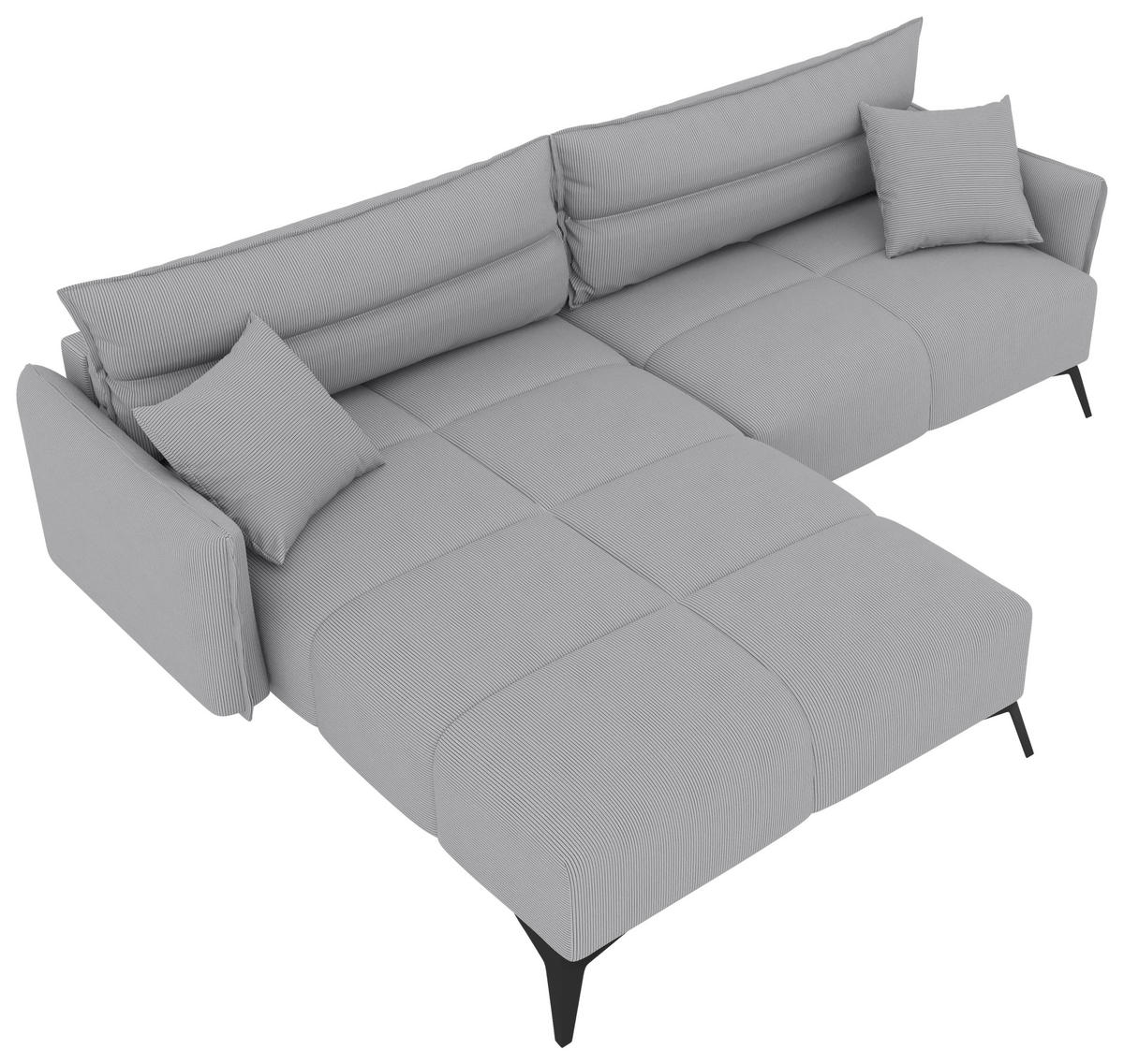 ECKSOFA in Cord Hellgrau  180/253 cm  - Hellgrau/Schwarz, KONVENTIONELL, Textil/Metall (180/253cm) - Carryhome