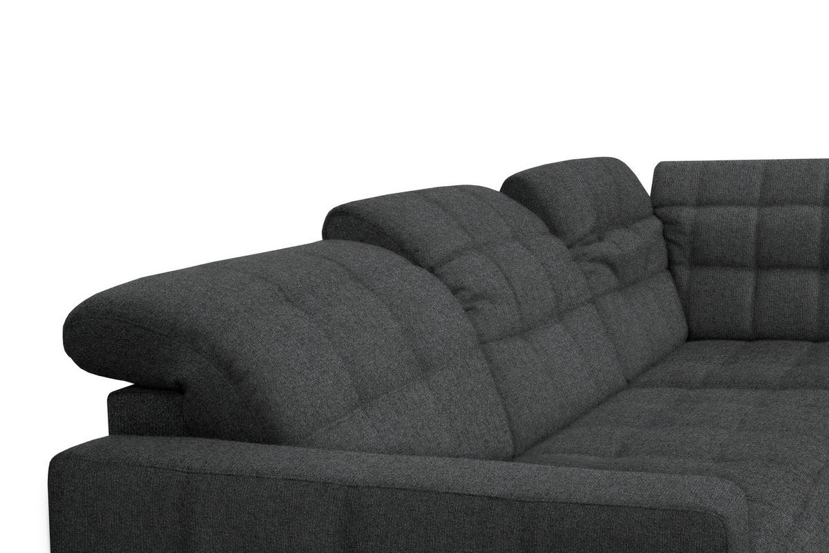 ECKSOFA in Webstoff Dunkelgrau  - Dunkelgrau/Schwarz, Design, Holz/Textil (216/297cm) - Xora