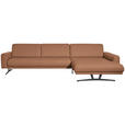 ECKSOFA in Echtleder Hellbraun  - Hellbraun/Anthrazit, KONVENTIONELL, Leder/Metall (324/182cm) - Ambiente