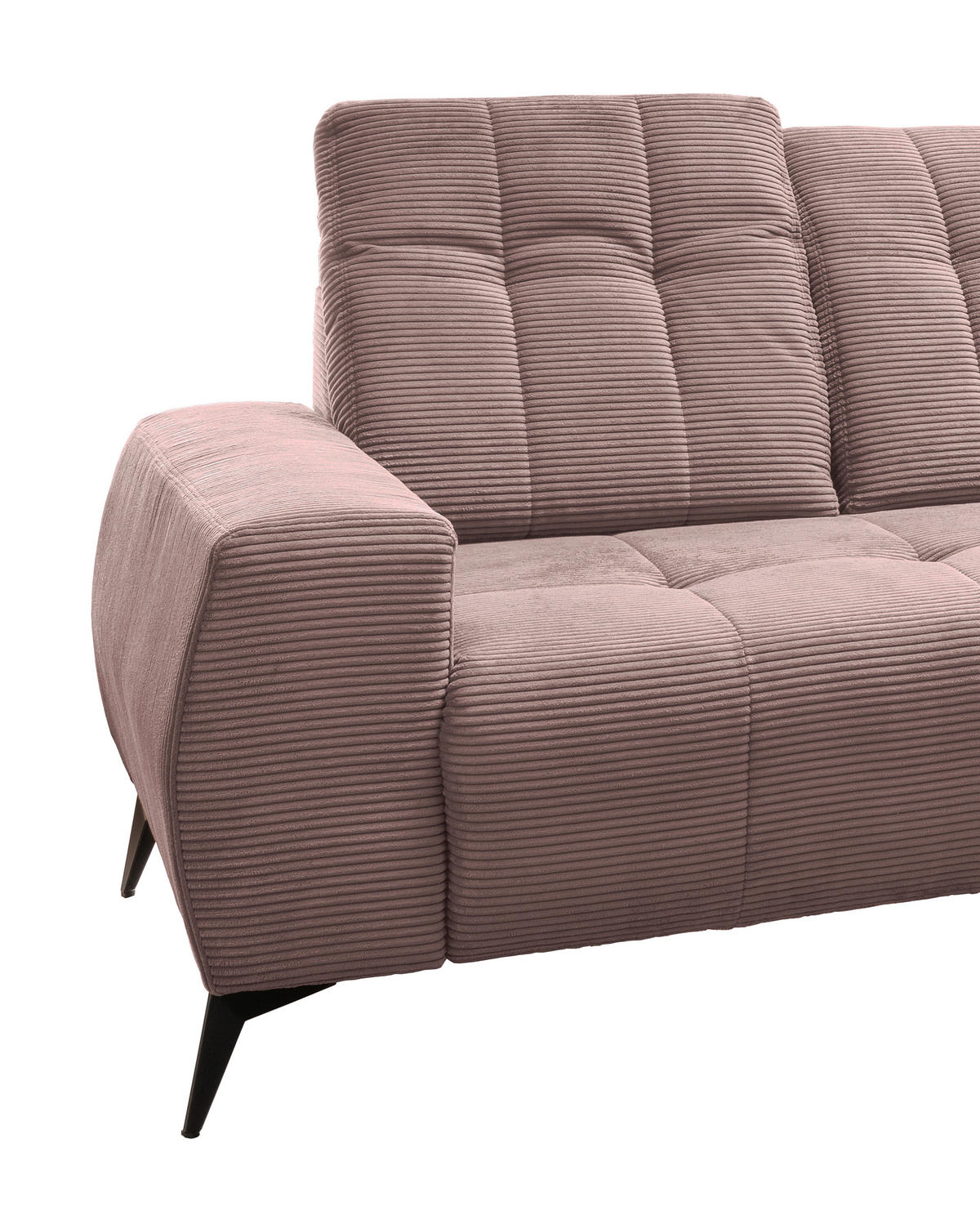 ECKSOFA in Cord Rosa  - Schwarz/Rosa, Modern, Textil/Metall (258/180cm) - Livetastic