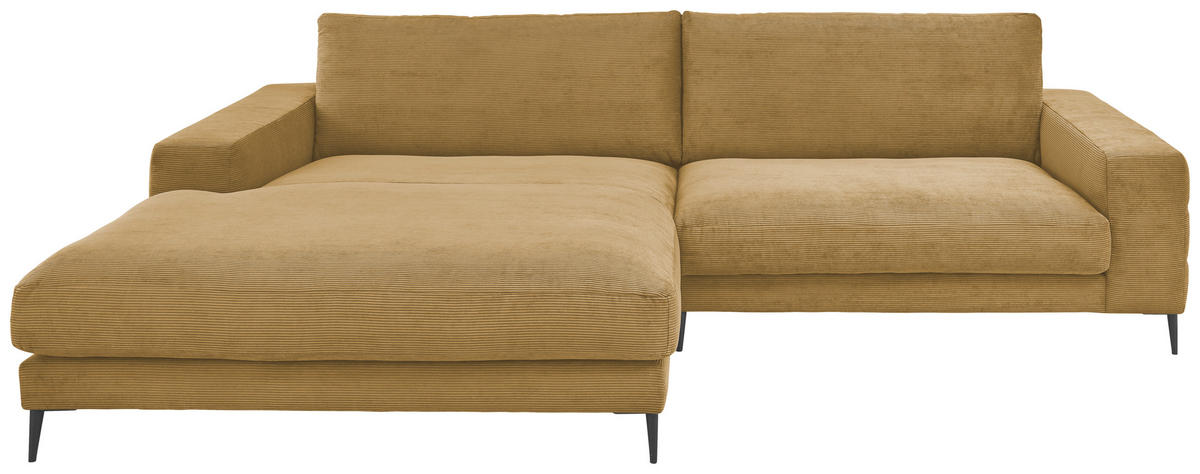 ECKSOFA Ottomane links  Gelb, Grün Feincord  - Gelb/Schwarz, Design, Textil/Metall (207/293cm) - Dieter Knoll