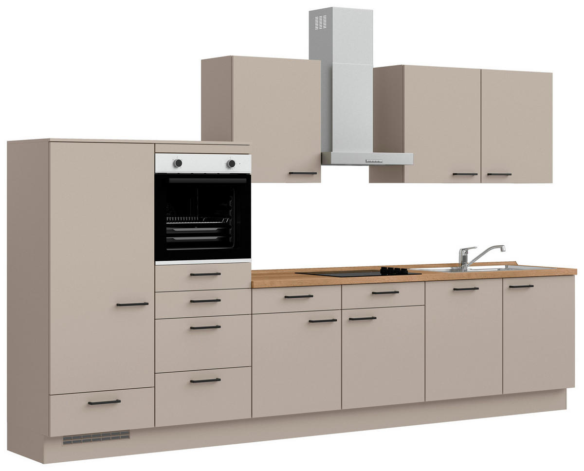 KÜCHENBLOCK Easytouch 360 cm  in Eichefarben, Sandfarben  - Sandfarben/Eichefarben, MODERN, Holzwerkstoff/Metall (360cm) - Nobilia