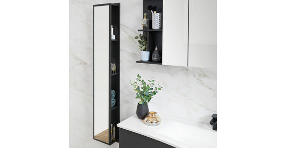 BADEZIMMERREGAL 30/160/15 cm - Grau, MODERN, Glas/Holzwerkstoff (30/160/15cm) - Novel