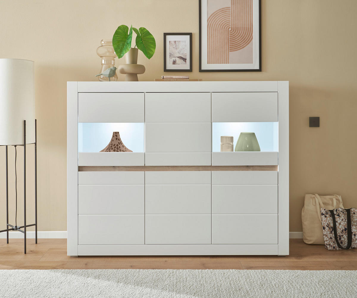 HIGHBOARD , 165/132/42 cm,  - Eichefarben/Silberfarben, Design, Holzwerkstoff/Kunststoff (165/132/42cm) - MID.YOU