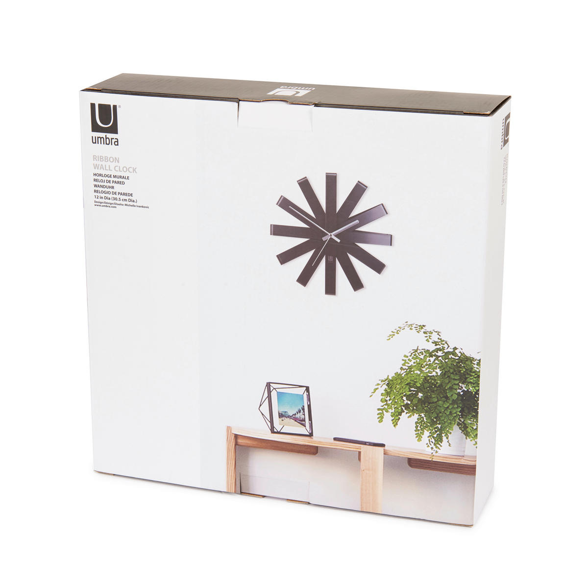 WANDUHR Schwarz 30/30/7 cm  - Schwarz, Basics, Metall (30/30/7cm) - Umbra