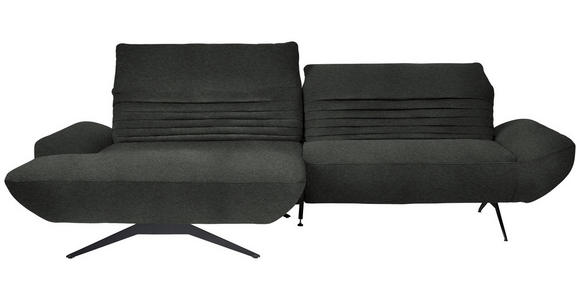 ECKSOFA  in Teddystoff Anthrazit  170-195/280 cm  - Anthrazit/Schwarz, Design, Textil/Metall (170-195/280cm) - Dieter Knoll