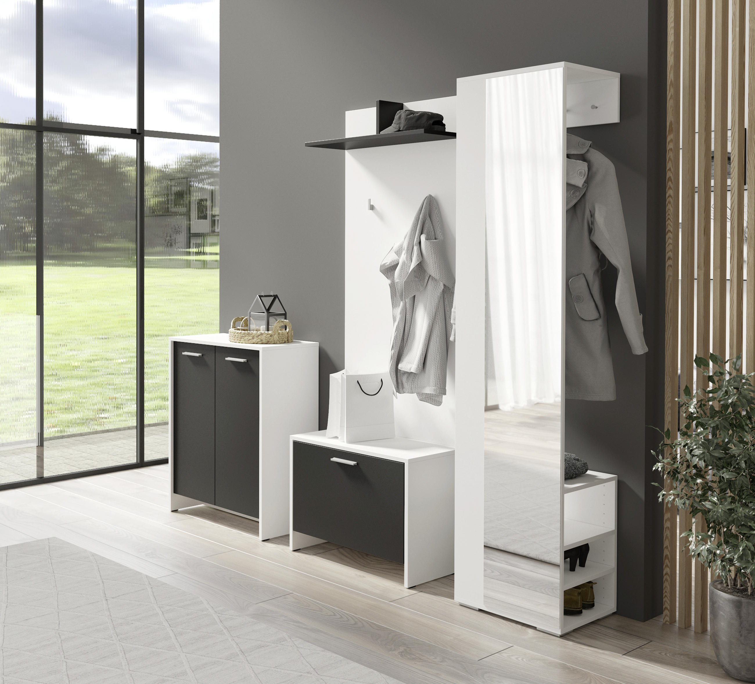 GARDEROBENSCHRANK  in 40/185/35 cm  - Silberfarben/Weiß, MODERN, Glas/Holzwerkstoff (40/185/35cm) - MID.YOU