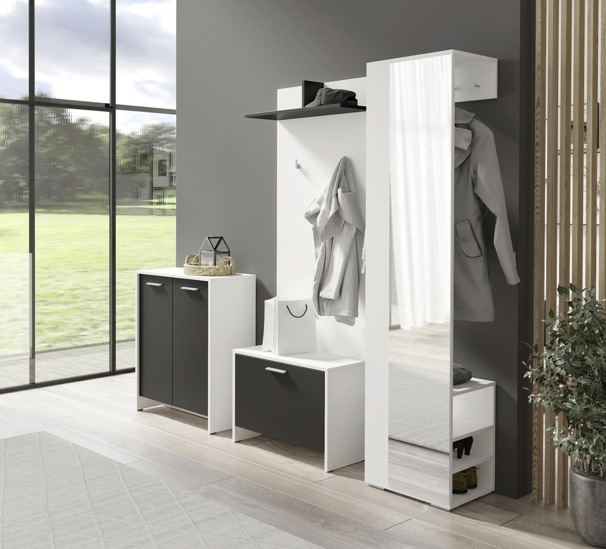 GARDEROBENSCHRANK  in 40/185/35 cm  - Silberfarben/Weiß, MODERN, Glas/Holzwerkstoff (40/185/35cm) - MID.YOU