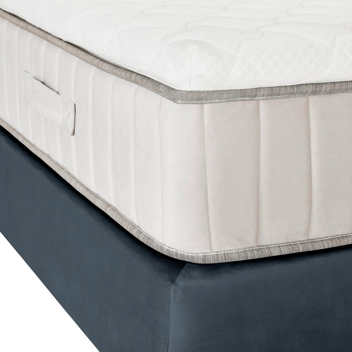 BOXSPRINGBETT 180/200 cm,  in Dunkelblau, Matratze, Topper, H3 = fest  - Schwarz/Dunkelblau, Design, Textil/Metall (180/200cm) - Esposa