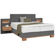 BOXSPRINGBETT 160/200 cm  in Eichefarben, Grau  - Eichefarben/Grau, Natur, Holz/Textil (160/200cm) - Valnatura