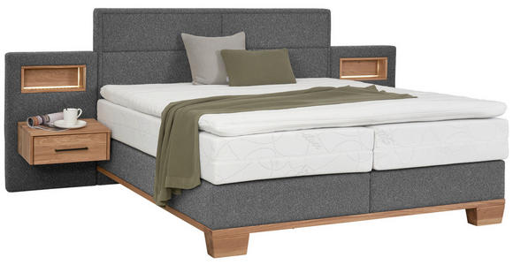 BOXSPRINGBETT 160/200 cm  in Eichefarben, Grau  - Eichefarben/Grau, Natur, Holz/Textil (160/200cm) - Valnatura
