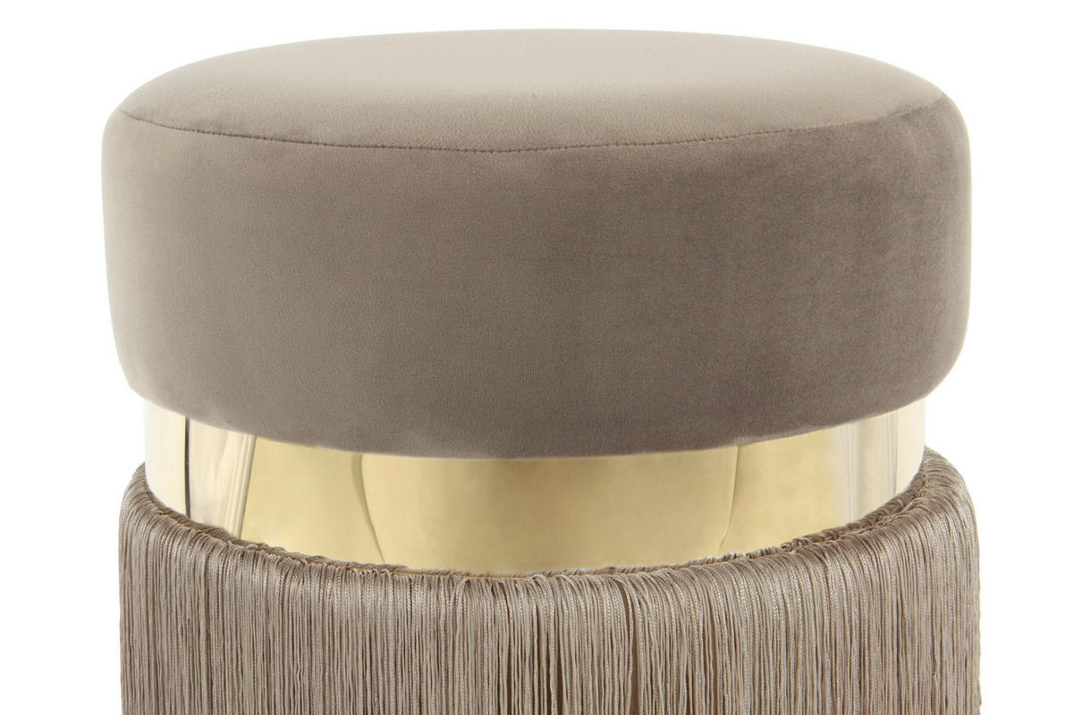 HOCKER Samt Taupe, Goldfarben  - Taupe/Goldfarben, Design, Kunststoff/Textil (38/45/38cm) - Kayoom